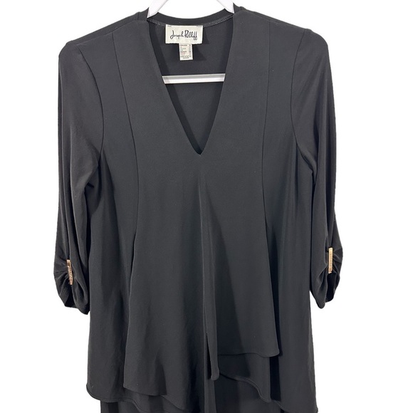 Joseph Ribkoff Black Midi Dress Ruched Sleeve - Picture 4 of 7